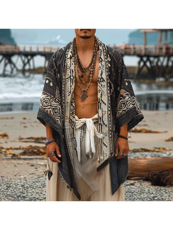 Mens N Town Resort Print Kimono Cardigan - Localziv.com 