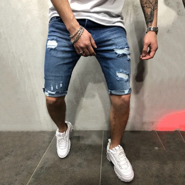 Men's Perforated Slim Shorts - Keymimi.com 