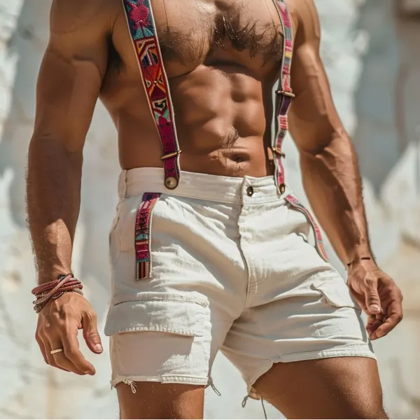 Men's Vacation Bohemian Overalls Shorts - Fineyoyo.com 
