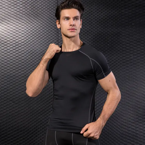 Fitness Running Training Clothing Elastic Quick-drying Short-sleeved T-shirt - Menilyshop.com 