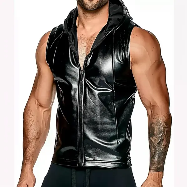 Men's Hooded Leather Bodysuit - Fineyoyo.com 