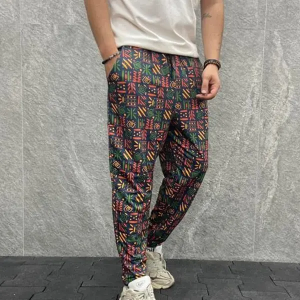 Men's Bohemian Ethnic Print Casual Pants - Villagenice.com 