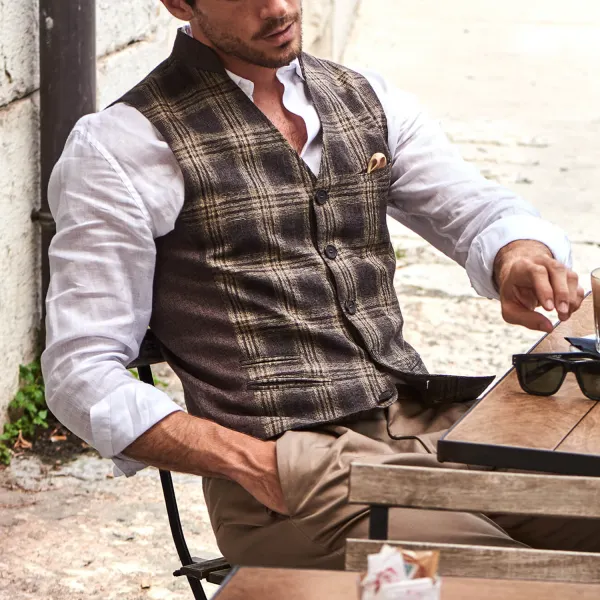 Men's Elegant Plaid Vest - Fineyoyo.com 