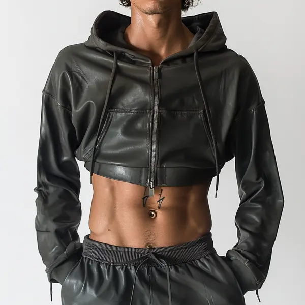 Men's Leather Technical Hoodie - Mobivivi.com 