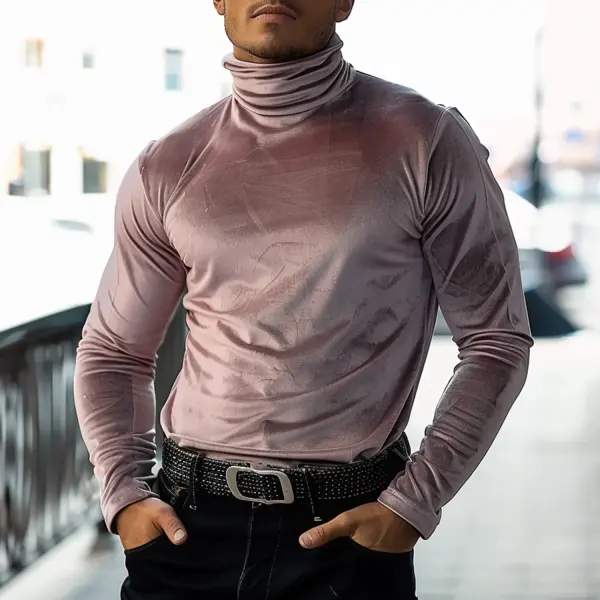 Men's Sexy Tight Turtle Neck Long Sleeve T-Shirt - Mobivivi.com 