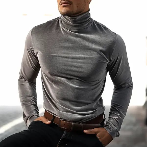 Men's Tight Turtle Neck Long Sleeve T-Shirt - Godlisting.com 