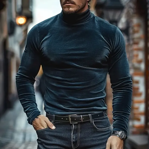 Men's Basic Skinny Turtleneck T-shirt - Mobivivi.com 