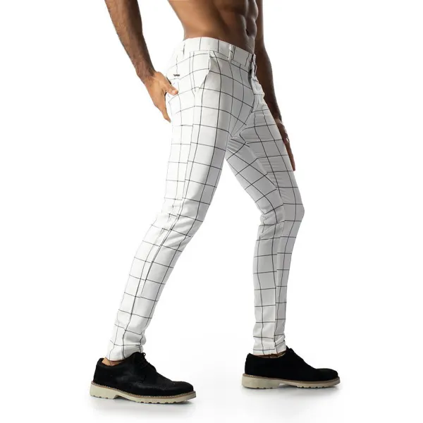 Men's Casual Plaid Leggings - Fineyoyo.com 