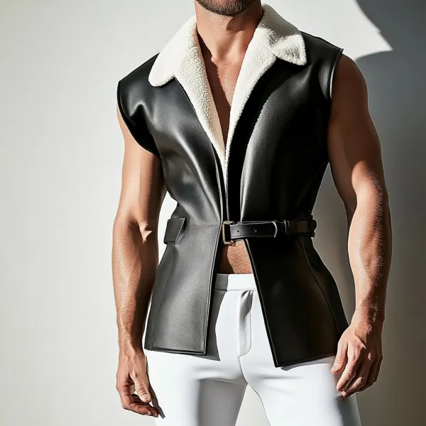 Men's Winter Leather Warm Sleeveless Jacket - Menilyshop.com 