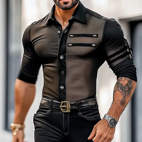 Men's Mesh Half-sleeve Simple Shirt - Mobivivi.com 