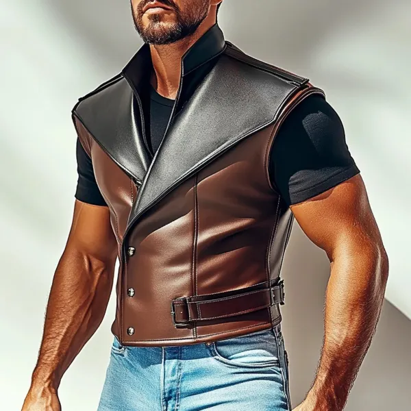 Men's Leather Personality Basic Casual Sleeveless Jacket - Mobivivi.com 