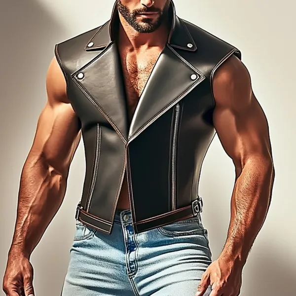 Men's Autumn & Winter Leather Personalized Sleeveless Jacket - Mobivivi.com 