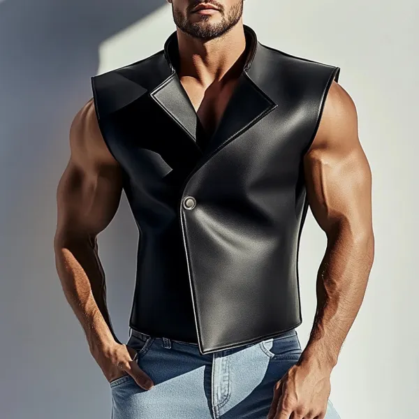 Men's Leather Personality Elegant Casual Sleeveless Jacket - Mobivivi.com 