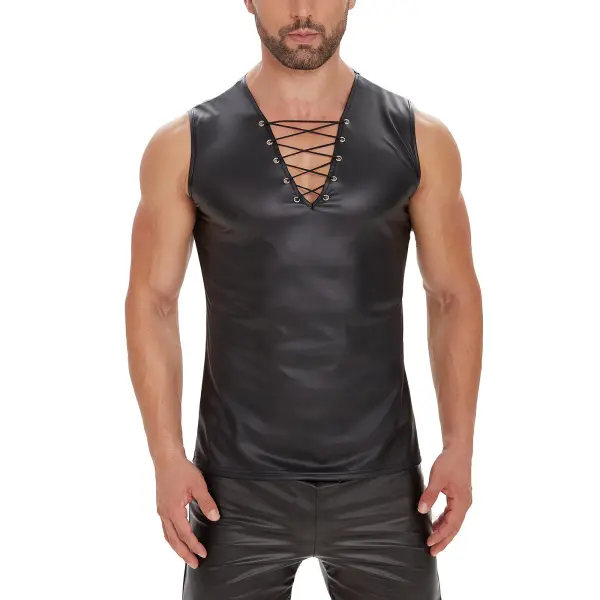 Matte Sleeveless Leather Vest - Mobivivi.com 