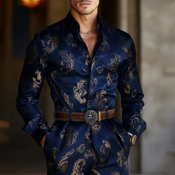 Men's Printed Lapel Jumpsuit - Bustalent.com 