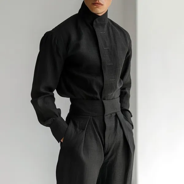 Men's Solid Color Skinny Lapel Jumpsuit - Bustalent.com 