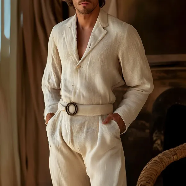 Men's Lapel Jumpsuit - Bustalent.com 
