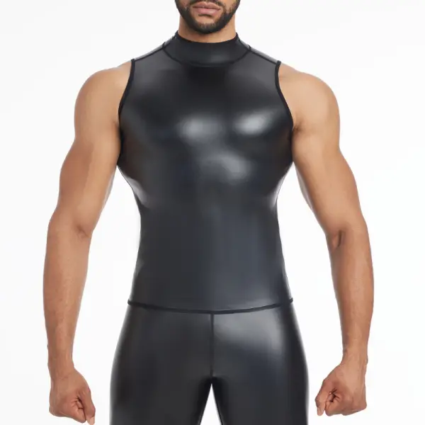 PU Slim Leather Vest - Menilyshop.com 