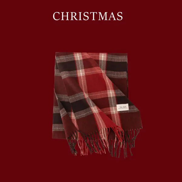 Christmas Encore Red Plaid Cashmere Scarf - Bustalent.com 