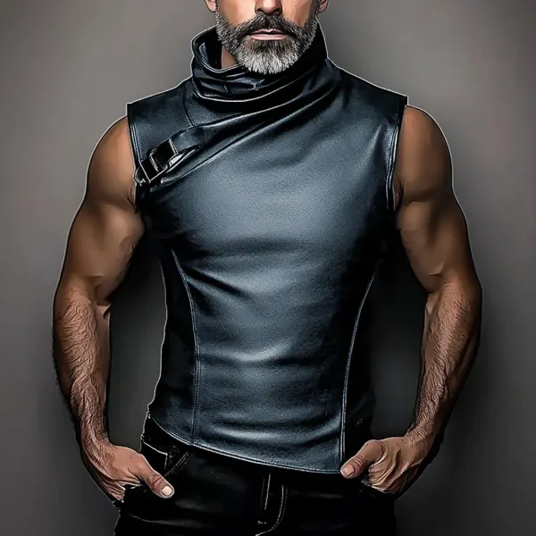 Men's Casual Leather Sleeveless Tank - Menilyshop.com 
