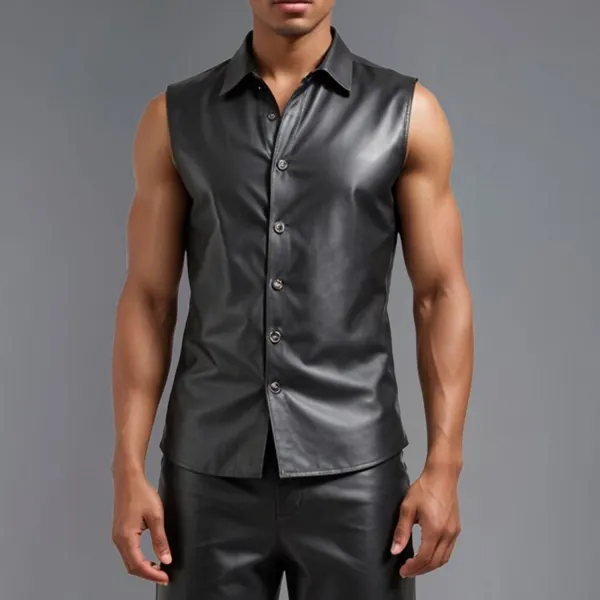Men's Casual Skinny Sleeveless Shirt - Menilyshop.com 