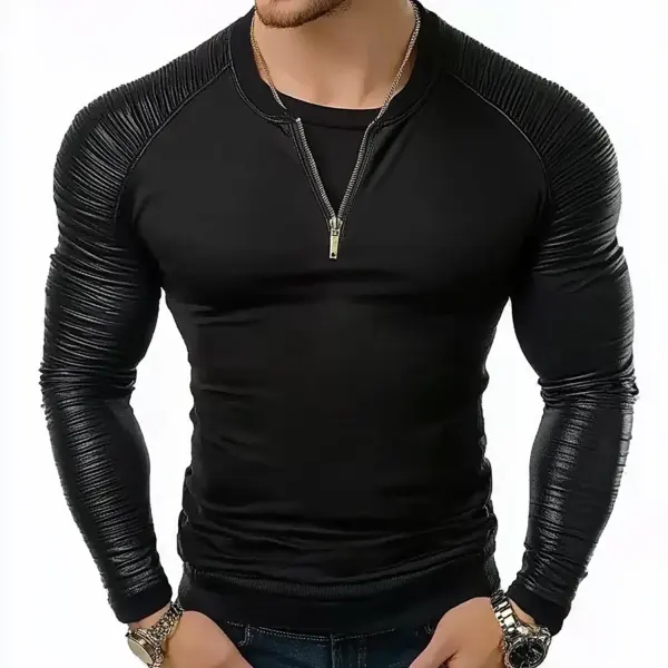 Men's Zip Basic Skinny T-Shirt - Mobilittle.com 
