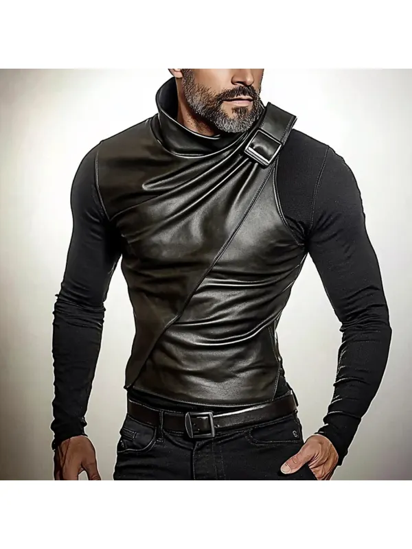 Men's Leather Warm Sweatshirt - Aptkoi.com 