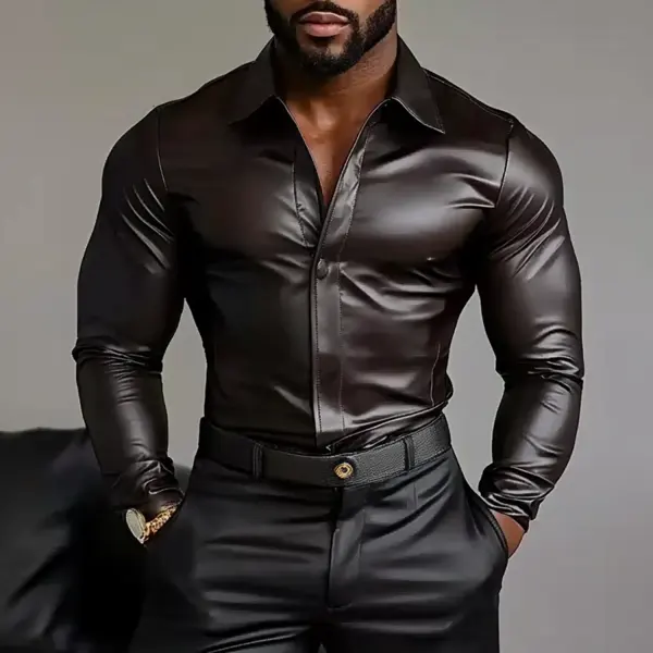 Men's Casual Leather Shirt - Villagenice.com 