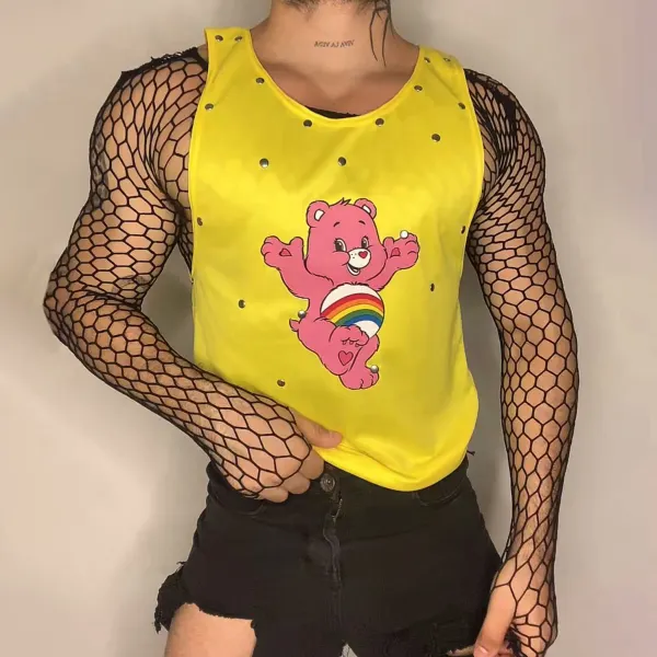 Men's Casual Bear Print Tight T-Shirt - Mobilittle.com 