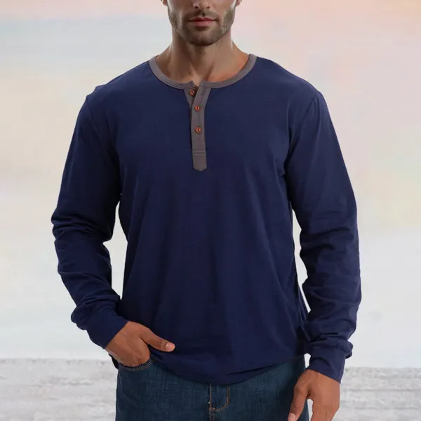 Men's Simple Basic Long-sleeved T-shirt - Mobilittle.com 