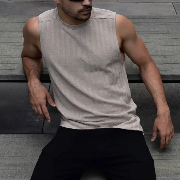 Men's Solid Color Simple Round Neck Vest - Bustalent.com 