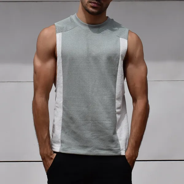 Men's Simple Color Block Crew Neck Vest - Craftshock.com 