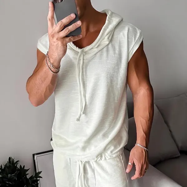 Men's Hooded Sleeveless Vest - Bustalent.com 