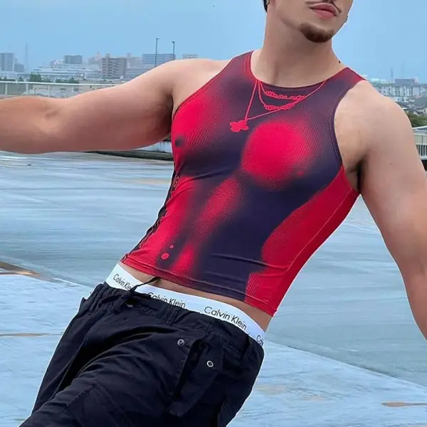 Men's Personalized Stretch Printed Sexy Vest - Menilyshop.com 