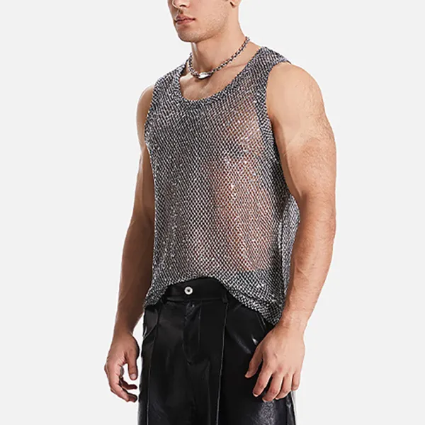Men's Hollow See-through Sexy Mesh Vest - Fineyoyo.com 
