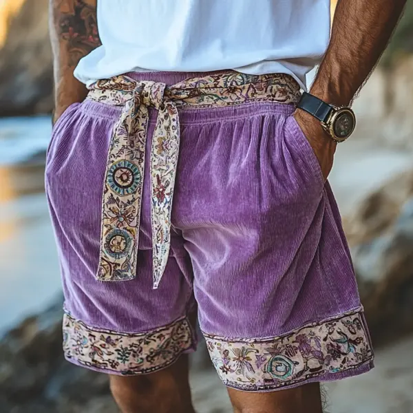 Retro Ethnic Print Shorts - Keymimi.com 