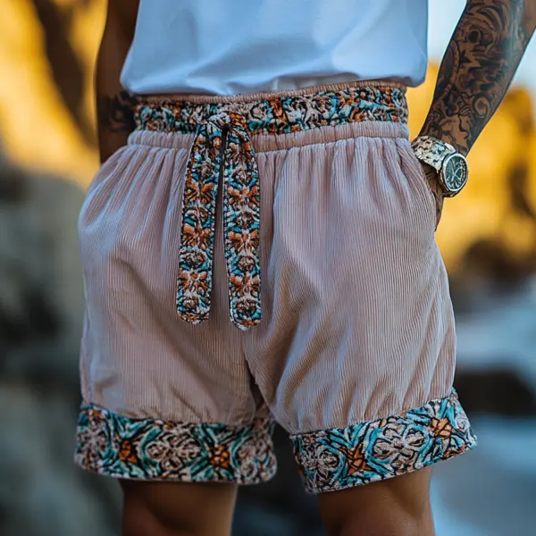 Retro Resort Ethnic Print Shorts - Keymimi.com 