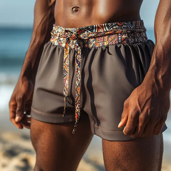 Men's Bohemian Vintage Beach Vacation Ethnic Style Casual Shorts - Craftshock.com 