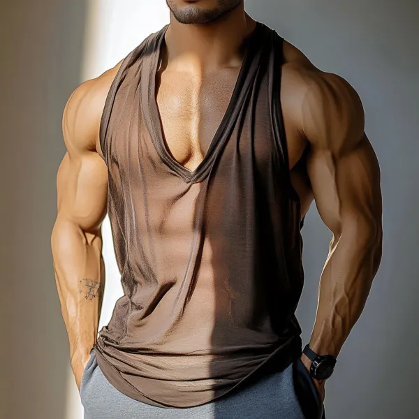 Men's Lightweight Solid Color Sport Holiday V-neck Sleeveless Tank - Mobivivi.com 