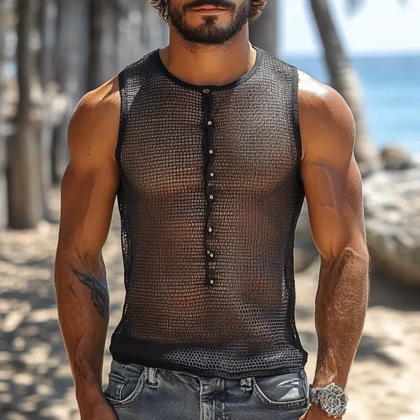 Bohemian Mesh Button Vest - Mobivivi.com 