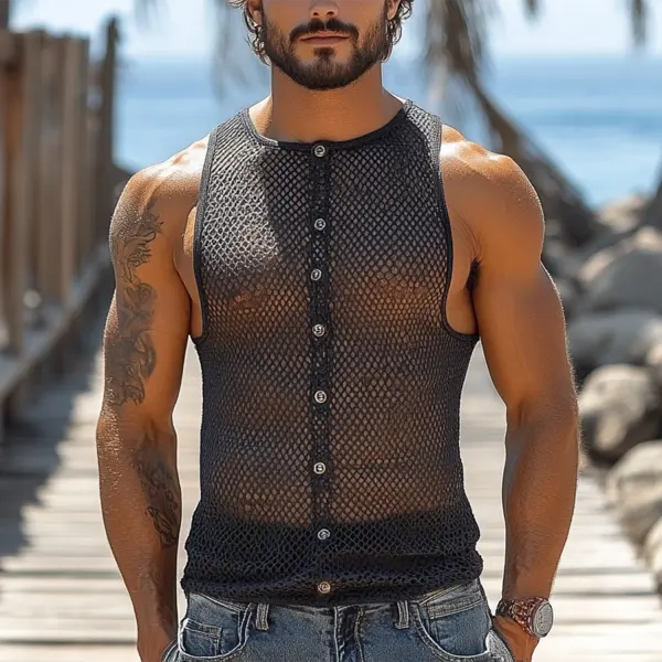 Holiday Mesh Button Vest - Mobivivi.com 