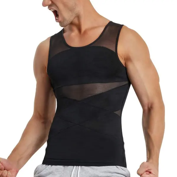 Men's Stylish Mesh Panel Tank Top - Keymimi.com 