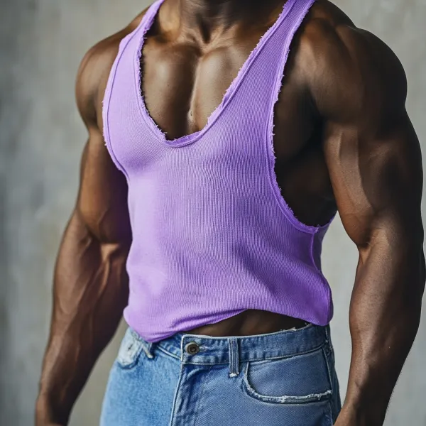 Men's Casual Deep V Neck Extra Large Stretch Comfortable Breathable Vest Casual Fitness Daily Sleeveless Top Club Top - Jumbochic.com 