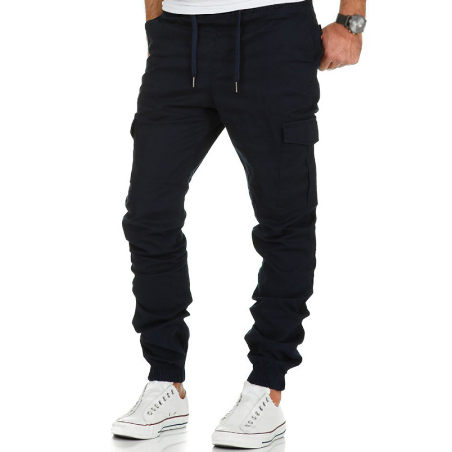 

Commuting Street Workwear Multi-pocket Pure Color Pants