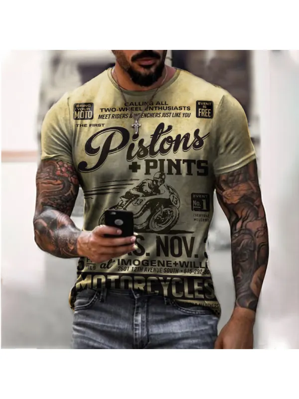 Retro motorcycle racing poster print T-shirt - Plazabery.chimpone.com 