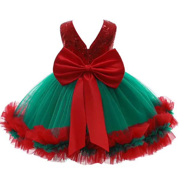 【12M-5Y】Girls Princess Dress with Bow Sequin Dress - 33139 - Popopieshop.com 