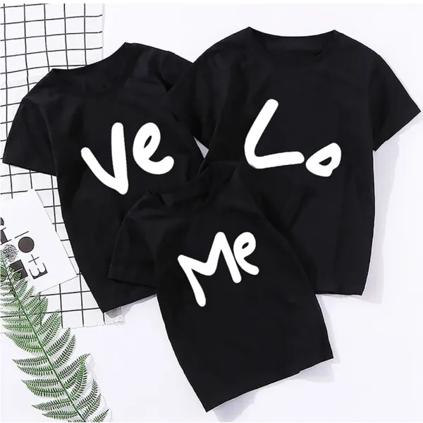 Casual LOVE Letter Print Round Neck Short Sleeve Family Matching T-shirt - Popopiestyle.com 