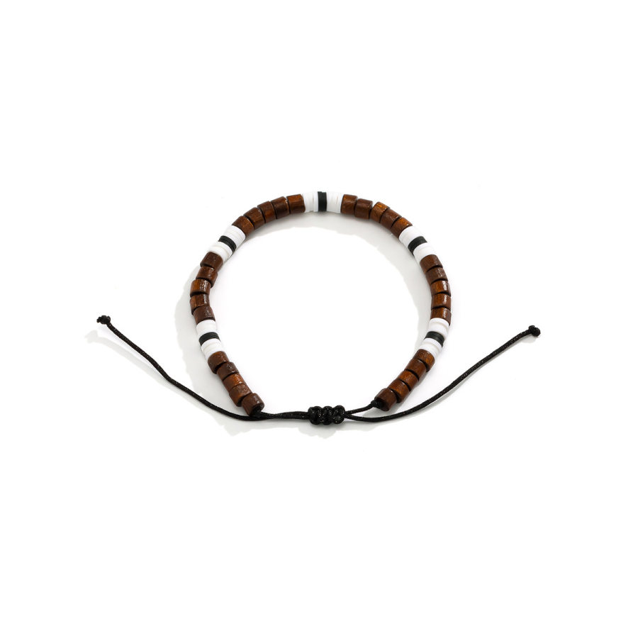 

Men's Boho Handmade Double Colorblock Small Wooden Bead Bracelet