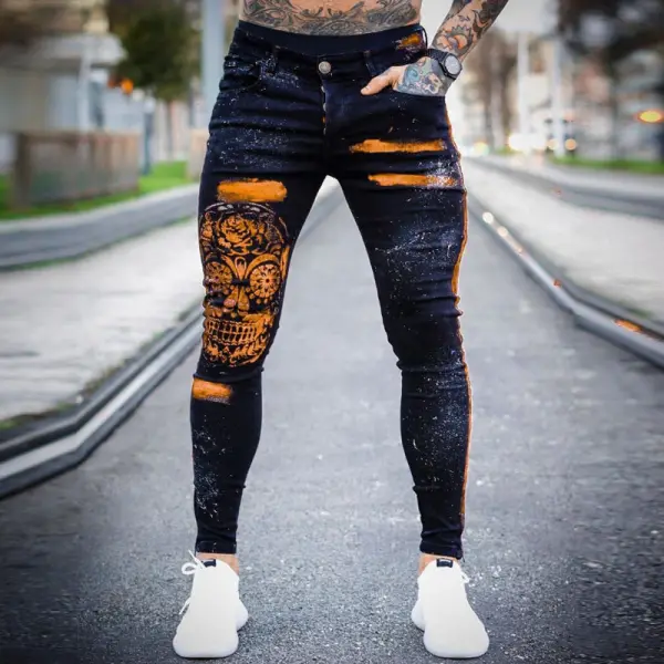 Fashionable casual print jeans - Keymimi.com 