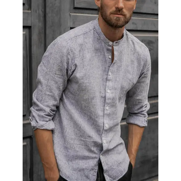 Mens Casual Cotton And Linen Shirts - Spiretime.com 